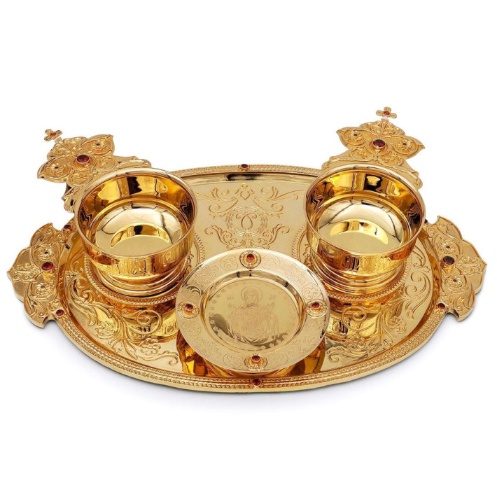 Набір для архієрейської запивки з латуні в позолоті з фіанітами арт. BG0729LP-SET