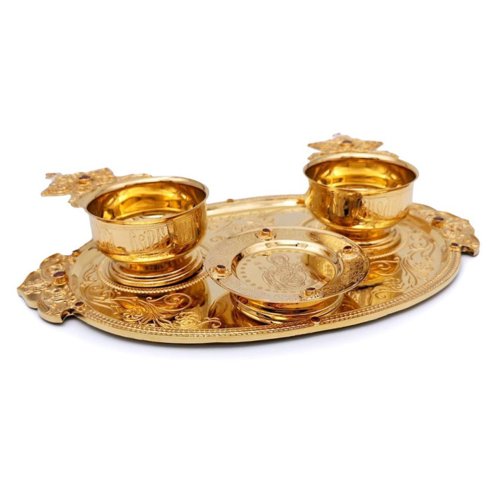 Набір для архієрейської запивки з латуні в позолоті з фіанітами арт. BG0729LP-SET