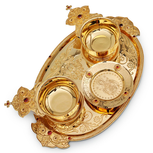 Набір для архієрейської запивки з латуні в позолоті з фіанітами арт. BG0729LP-SET