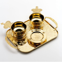 Набір для архієрейської запивки з латуні в позолоті з фіанітами арт. BG0848LP-SET Набір для архієрейської запивки з латуні в позолоті з фіанітами арт. BG0848LP-SET