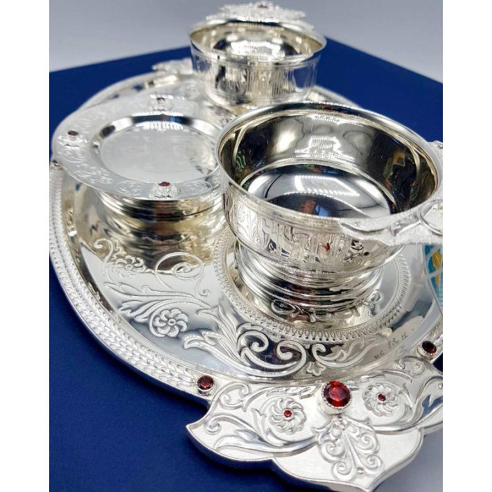 Набір для архієрейської запивки з латуні в срібленні з фіанітами арт. BG0729L-SET