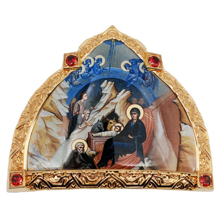 Накладка на митру з латуні в позолоті з прикрасами арт. BG1445LP