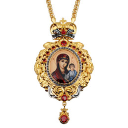 Панагія архієрейська з латуні в позолоті з чорнінням і ланцюгом арт. BG1136LPR-2+1LP