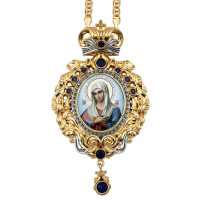 Панагія архієрейська з латуні в позолоті з чорнінням і ланцюгом арт. BG1136LPR-2+1LP Панагія архієрейська з латуні в позолоті з чорнінням і ланцюгом арт. BG1136LPR-2+1LP