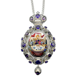 Панагія архієрейська з латуні в срібленні з чорненням та ланцюгом, арт. BG1554LR-2+1L