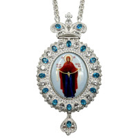 Панагія архієрейська латунна в срібленні з ланцюгом арт. BG0591L-2+1L Панагія архієрейська латунна в срібленні з ланцюгом арт. BG0591L-2+1L