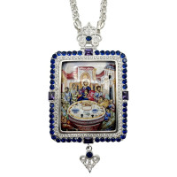 Панагія архієрейська латунна в срібленні з ланцюгом арт. BG1086L-2+1L Панагія архієрейська латунна в срібленні з ланцюгом арт. BG1086L-2+1L