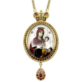 Панагія архієрейська латунна в позолоті з ланцюгом арт. BG0478LP-2+1LP