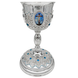 Потир 0,75 літра комбінований з латуні в срібленні з фіанітами арт. BG1159KL-2 Потир 0,75 літра комбінований з латуні в срібленні з фіанітами арт. BG1159KL-2