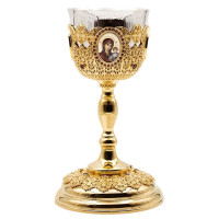 Потир комбинирований на 1,0л в позолоті з принтом і зі вставками арт. BG0894KLP-2