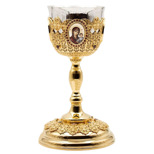 Потир комбинирований на 1,0л в позолоті з принтом і зі вставками арт. BG0894KLP-2