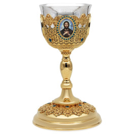 Потир комбинирований на 1,0л в позолоті з принтом і зі вставками арт. BG0894KLP-2