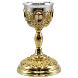 Потир комбинирований на 1,0л в позолоті з принтом і зі вставками арт. BG0894KLP-2