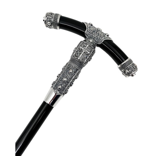 Жезл ігуменський з латуні, посріблений з чорненням, арт. BG0918LR