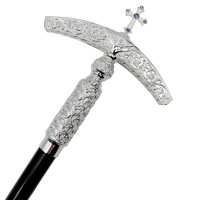 Жезл архієрейський латунний в срібленні на дерев'яній основі арт. BG1582L