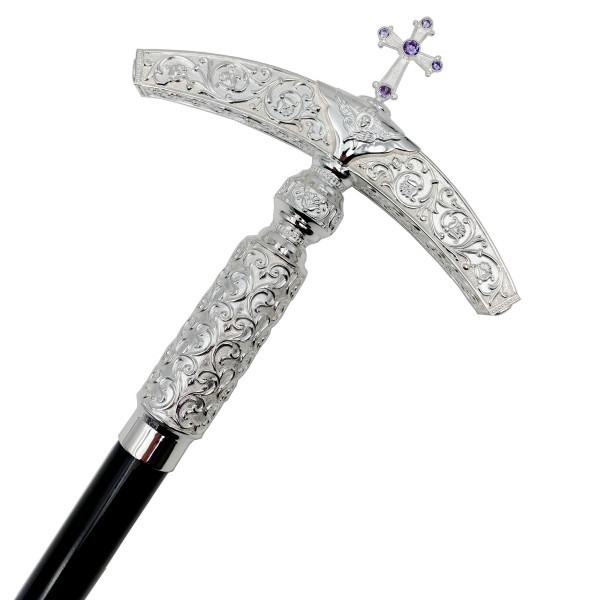 Жезл архієрейський латунний в срібленні на дерев'яній основі арт. BG1582L